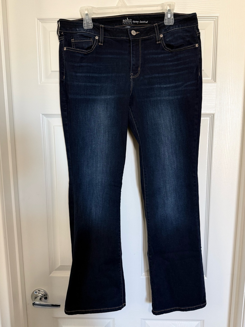 SOHO New York & Company Curvy Bootcut Jeans Dark Wash Stretch Denim 14 Petite